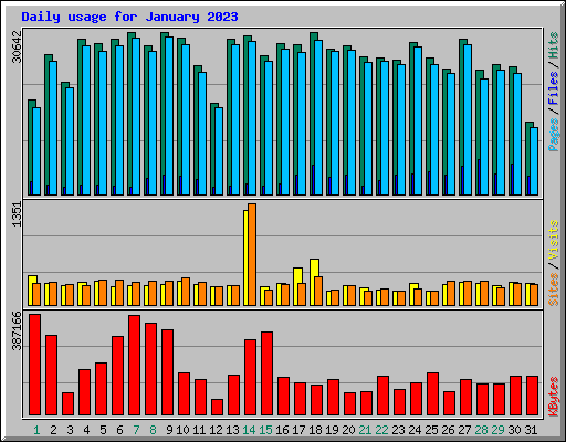 Daily usage for January 2023