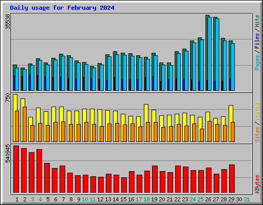 Daily usage for February 2024