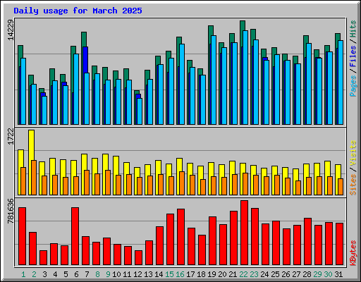 Daily usage for March 2025